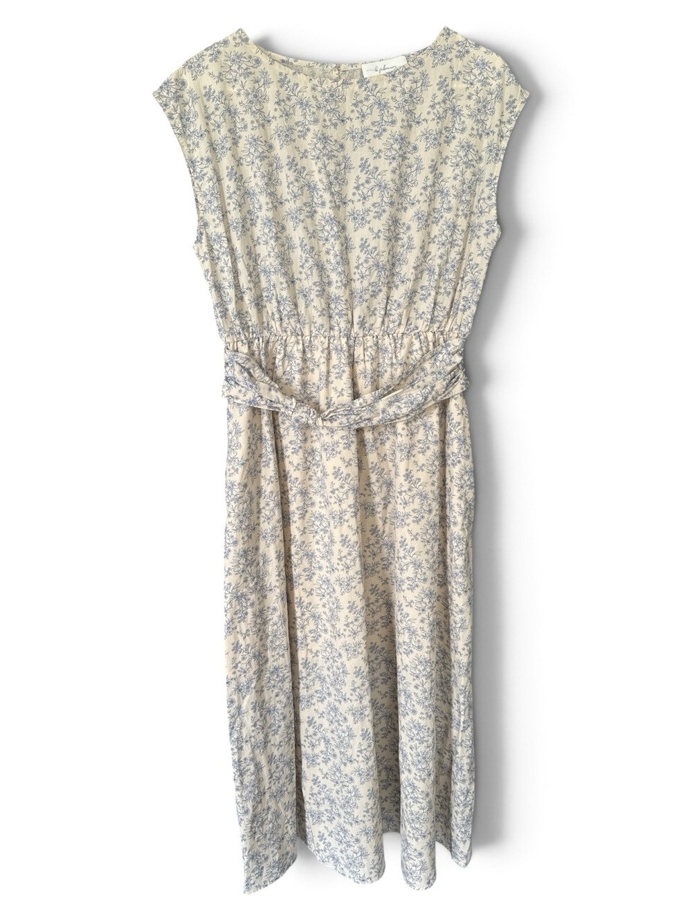 NWT Boutique la February Women’s Cream Floral Tie-Waist Midi Dress Medium